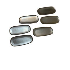 Alessi For Delta Set of 6 Black Ceramic Modern Asian Butter Dish Tray Sushi